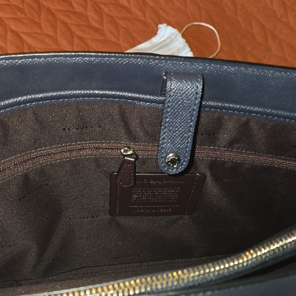 Coach Midnight Blue Leather Tote - Picture 6 of 8